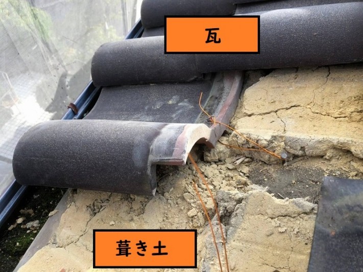 瓦屋根修理・葺き土