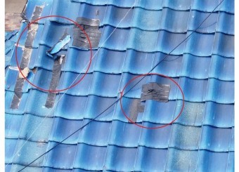 防水テープによる応急処置