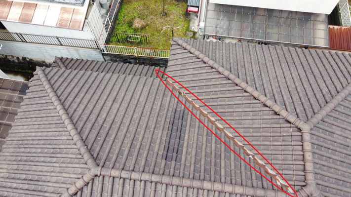谷板金の塗装の剥がれ