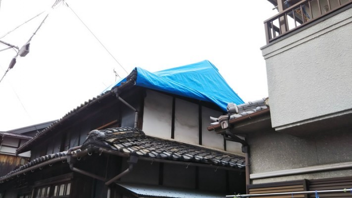 屋根ブルーシート養生4
