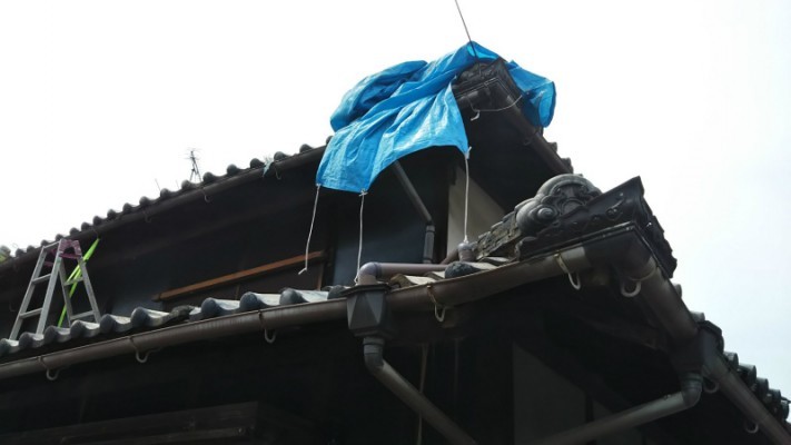 屋根ブルーシート養生2