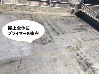 【屋上修繕の工程】屋上全体にプライマー塗布