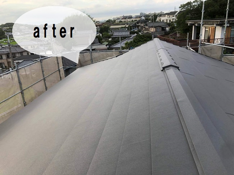 八尾市カバー工法と棟板金設置での屋根修繕　アフター