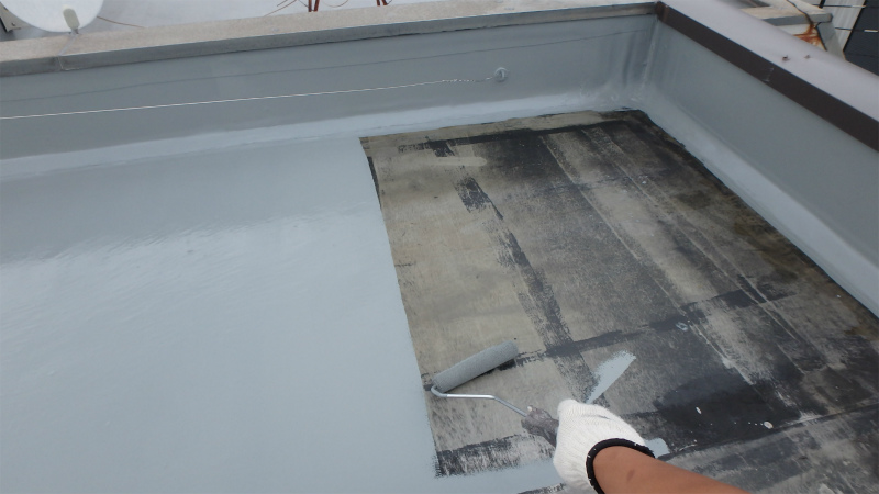 屋上の塩ビシート防水の塗装